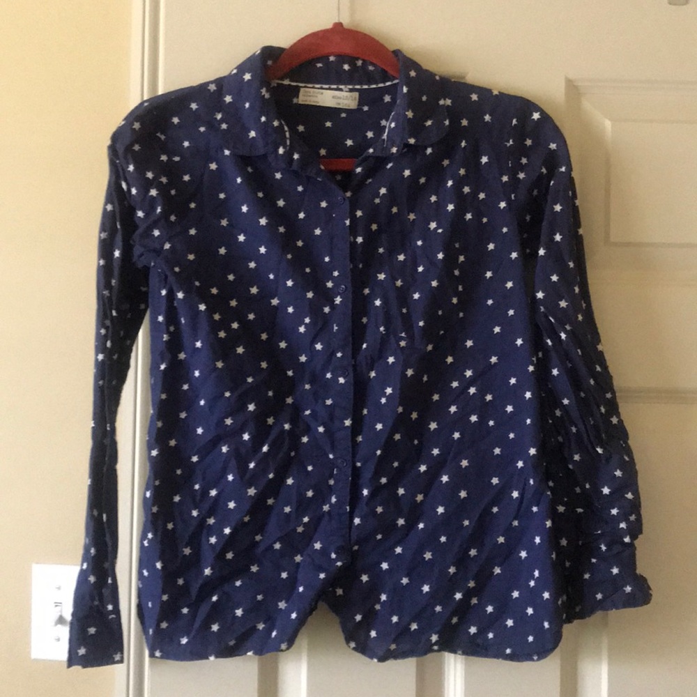 Zara Girls Star Print Button Down Shirt